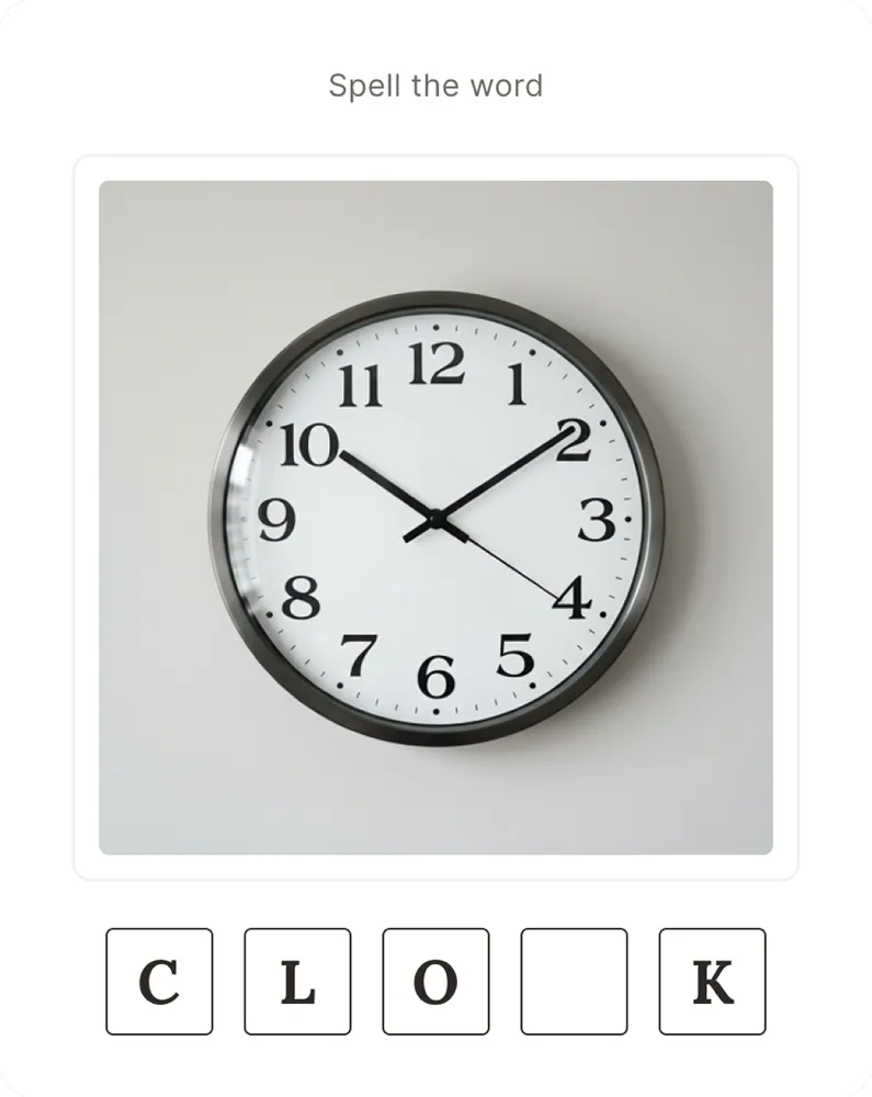 App screenshot showing writing exercise